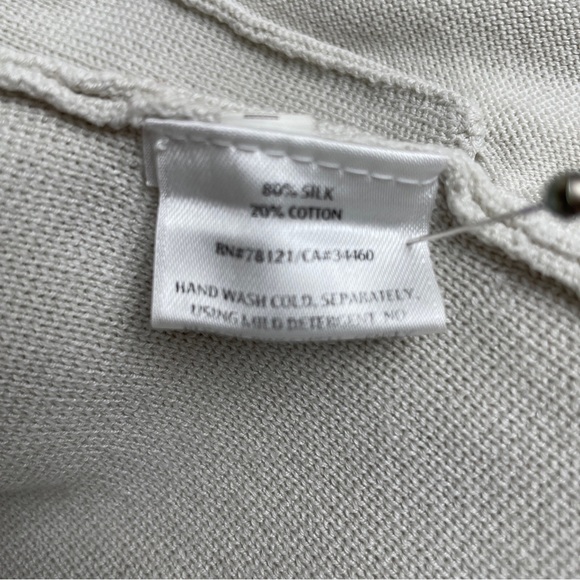 Eileen Fisher Open Cardigan Petite Large PL Silk Blend Ivory - Picture 7 of 10